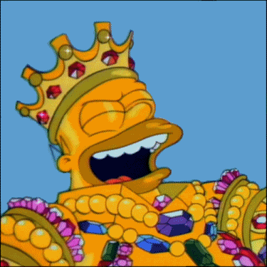 Giant gold plated Homer Simpson laughing